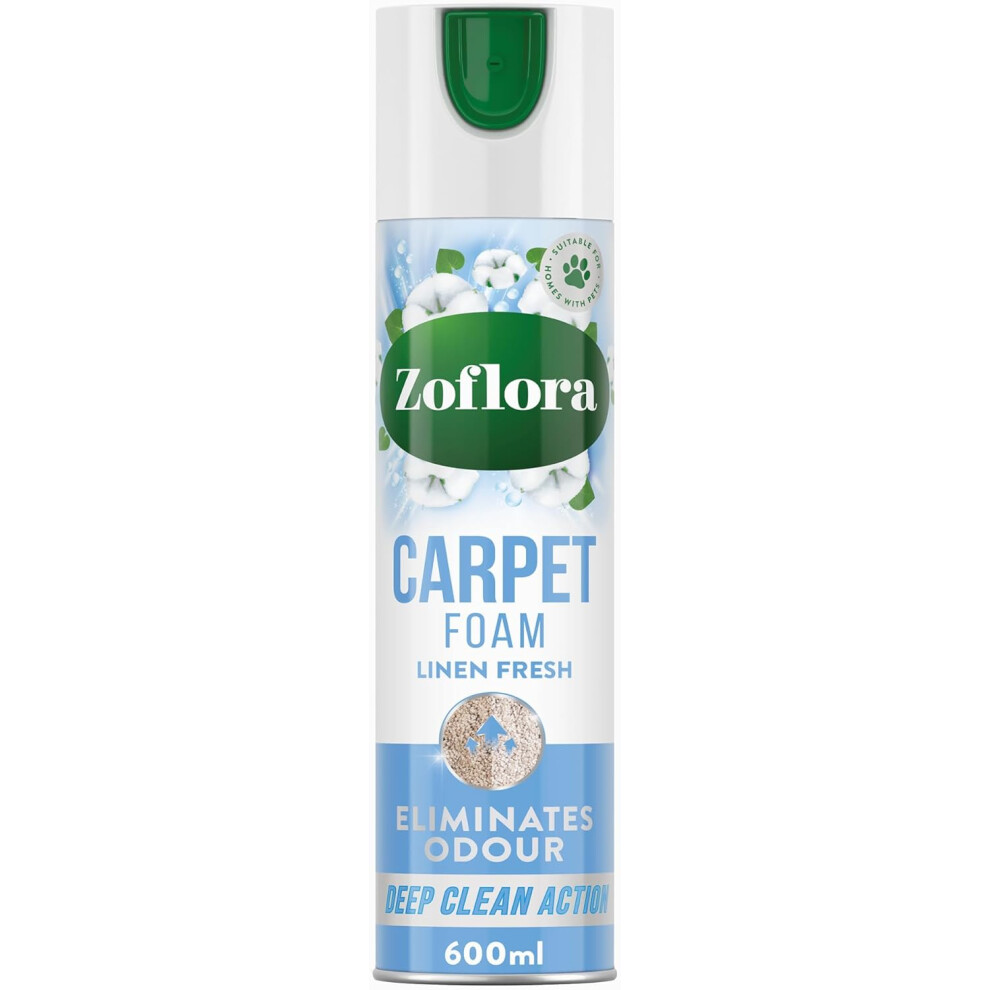 Zoflora Linen Fresh Carpet Fresh and Care Foam 600 ml Refresh and Revive Carpets and Upholstery Eliminates Odour