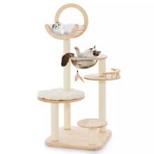 4-in-1 Wooden Large Modern Cat Tree Tower Multi-level Cat Play Center