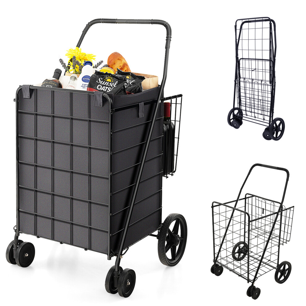 Folding Shopping Cart Portable Utility Grocery Cart 120L Capacity