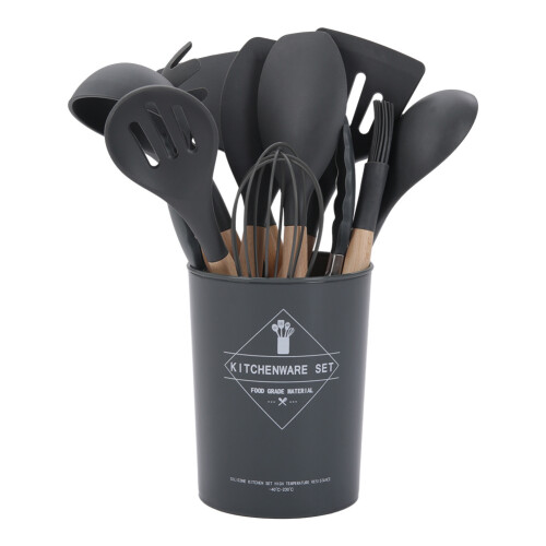 Living And Home (Dark Grey) 11-piece Silicone Kitchen Utensil Set for Nonstick Cookware 2