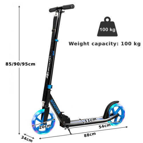 Costway Foldable and Adjustable Kick Scooter with LED Lights - Blue 1
