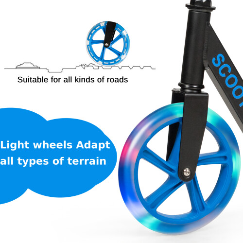 Costway Foldable and Adjustable Kick Scooter with LED Lights - Blue 2