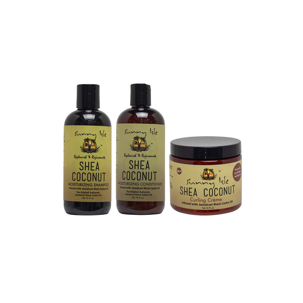 Black Shea Coconut Combo Pack Coconut Shampoo 120Z Coconut Conditioner 12Oz Coconut Curling Creme 16Oz