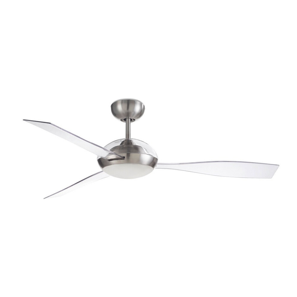 LEDS C4 Sirocco 3 Blade 132cm Ceiling Fan with LED Light Satin Nickel, Tranparent Blades