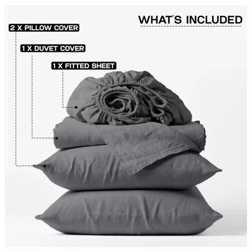 Imperial Rooms (Grey, Double) 4 Piece Duvet Covers Bedding Set Fitted Bed Sheets 1