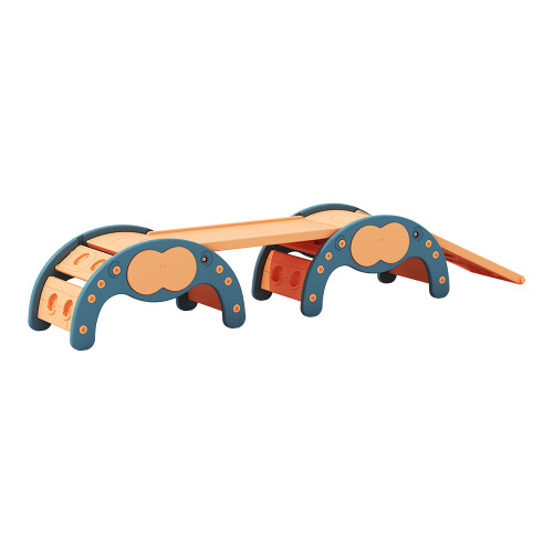 Living And Home (Blue+Orange) Indoor Climbing Frame Set with Two Dual-Sided Slides 2