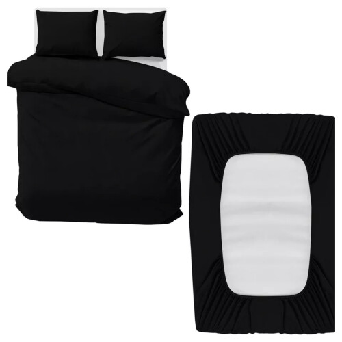 Imperial Rooms (Black, Double) 4 Piece Duvet Covers Bedding Set Fitted Bed Sheets 2