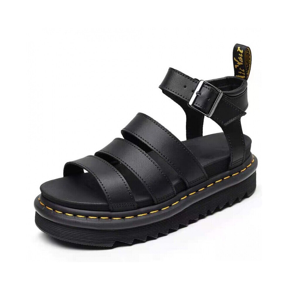 (38, black) 3 Color 2024 Womens Chunky Sandals Thick Sole Strappy Block Flatforms Shoes Summer