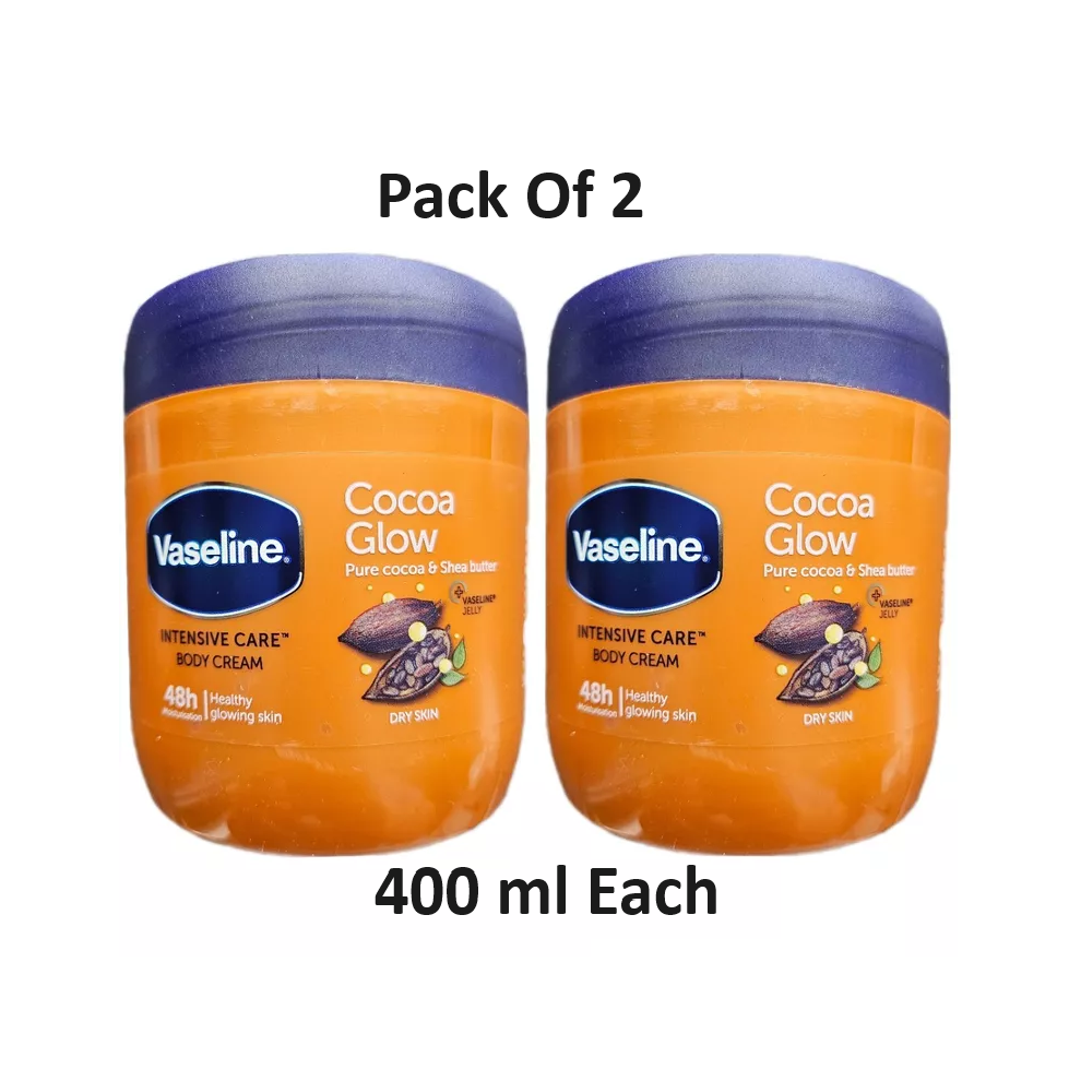 Vaseline Intensive Care Body Cream  Cocoa Glow (Pack of 2)  400ml each