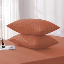 (Rust, Pillowcases Pair) Duvet Cover Set with Fitted Sheet & Pillowcases