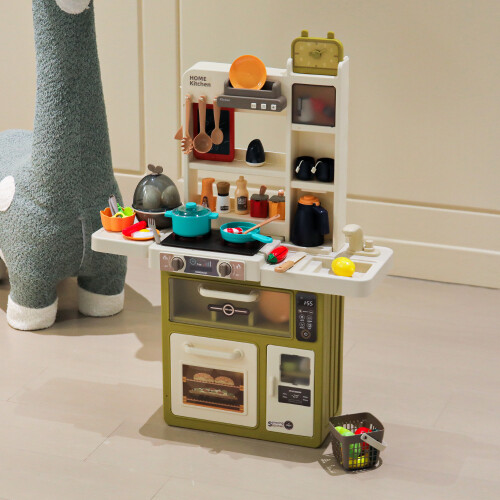 (Green) Play Kitchen Set With 63PCS Kitchen Accessories