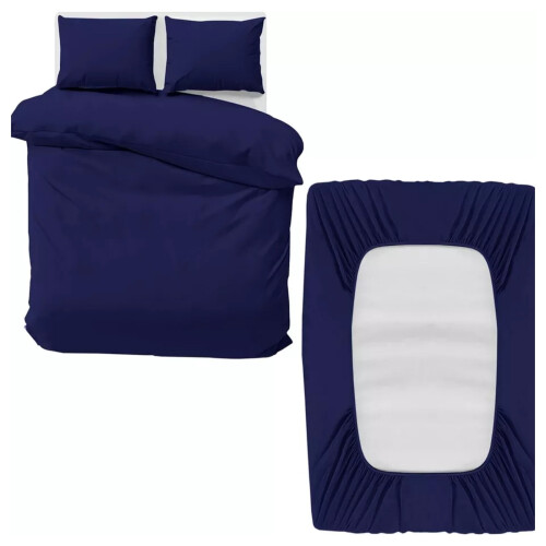 Imperial Rooms (Navy Blue, Single) 4 Piece Duvet Covers Bedding Set Fitted Bed Sheets 2