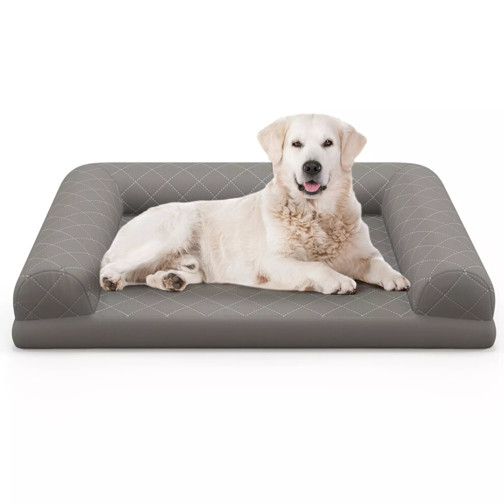 Orthopedic Dog Bed Medium Dogs Egg-Foam Dog Crate Bed w/3-Side Bolster