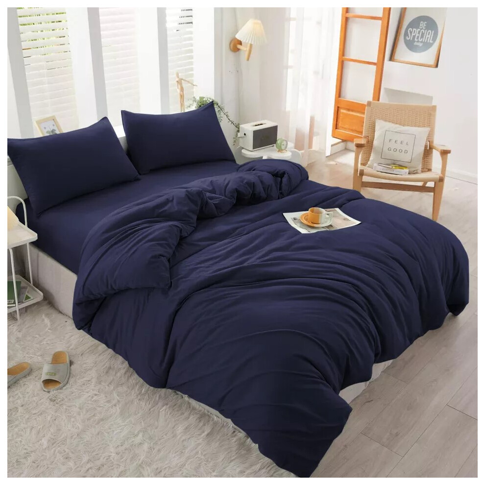 Yorkshire Bedding (Navy Blue, Super King) Duvet Cover Set With Fitted Sheet & Pillowcases