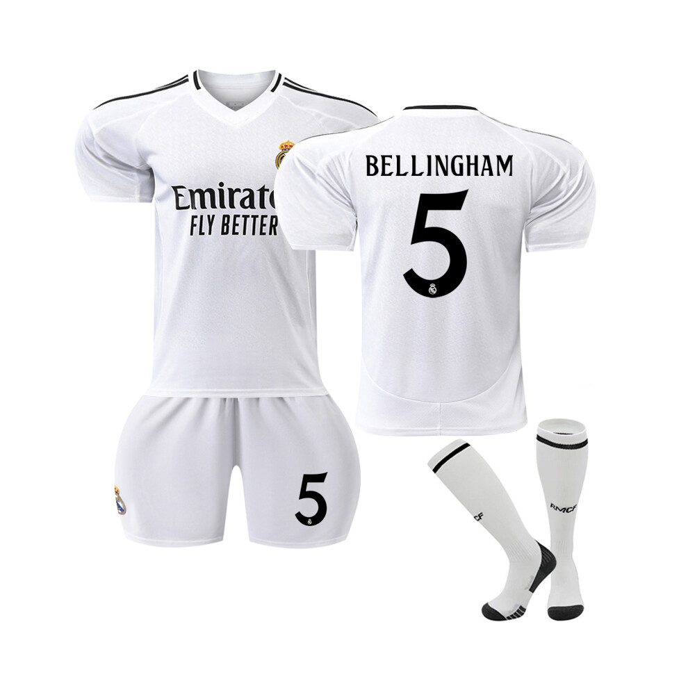 (Kids 16(90-100CM)) 2024-25 Real Madrid Home Football Kit #5 Bellingham