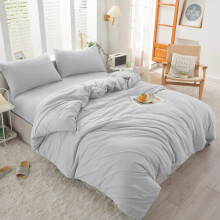 (Silver, Super King) Duvet Cover Set with Fitted Sheet & Pillowcases