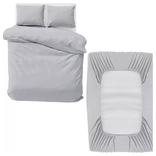 Imperial Rooms (Silver, King) 4 Piece Duvet Covers Bedding Set Fitted Bed Sheets 2