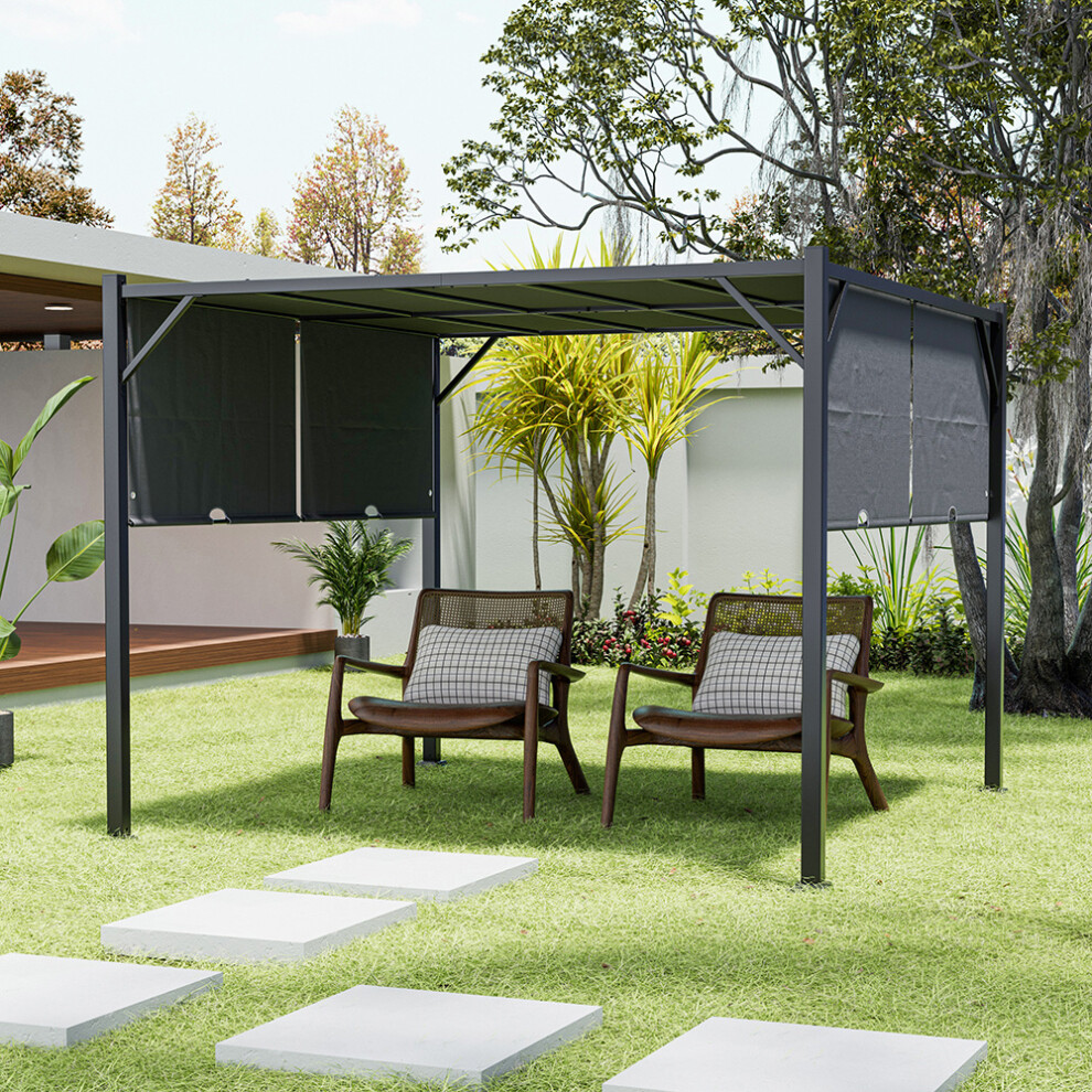 Outdoor Retractable Steel Pergola with Canopy