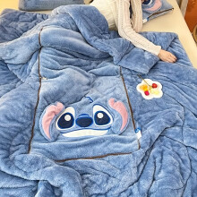 (Stitch) Stitch 2-In-1 Pillow & Blanket Versatile Car Seat Cushion And Air Conditioning Mat