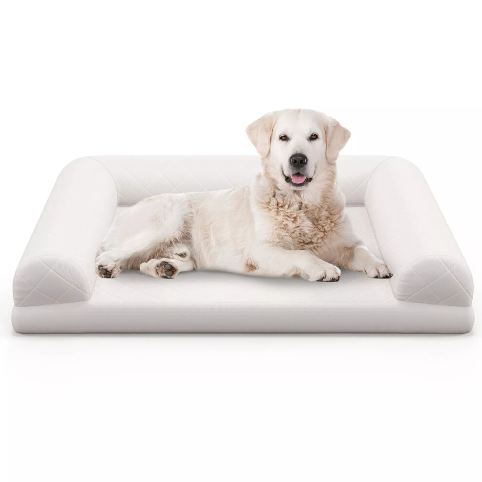 Orthopedic Dog Bed Medium Dogs Egg-Foam Dog Crate Bed w/3-Side Bolster