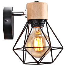 Modern Wall Lamp Retro Wall Light Indoor Wall Light Metal Wall Sconce, Dia15CM Angle Adjustable Black for Bedroom Bar Office E27 Bulb