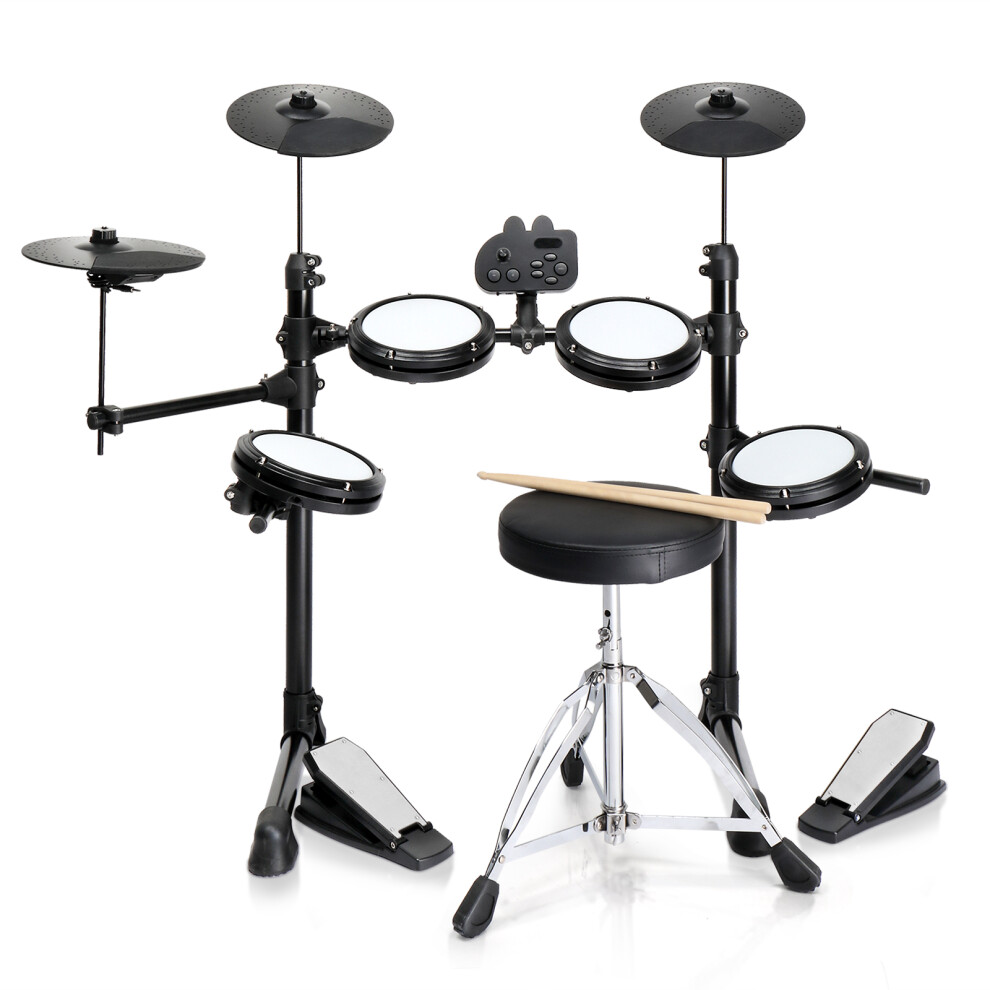 Electronic Drum Set for Beginner w/ 4 x 7in Drum Pads 3x 10in Cymbals 150 Sounds Drum Module Headphones Drumsticks