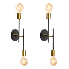 (2X) Retro Wall Lights Modern Ceiling Lights Vintage Indoor Wall Light Black,2 Lights E27 for Hallway Bedroom Living Room