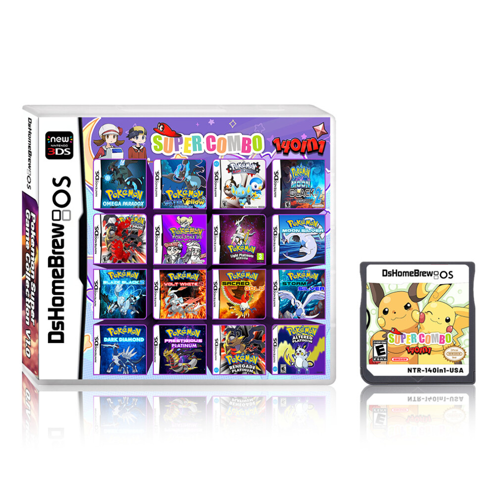 140 In1 For DS NDS 3DS NDSL Pokemon Game Card Cartridge Cards Box With