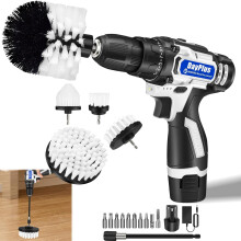 (Mini Drill and Brush Set with 1 Battery) Cordless Drill 16.8V Drill Driver Set Drill Set with Brush Cleaning Power Scrubber 3/8'' Keyless Chuck Powered Drill
