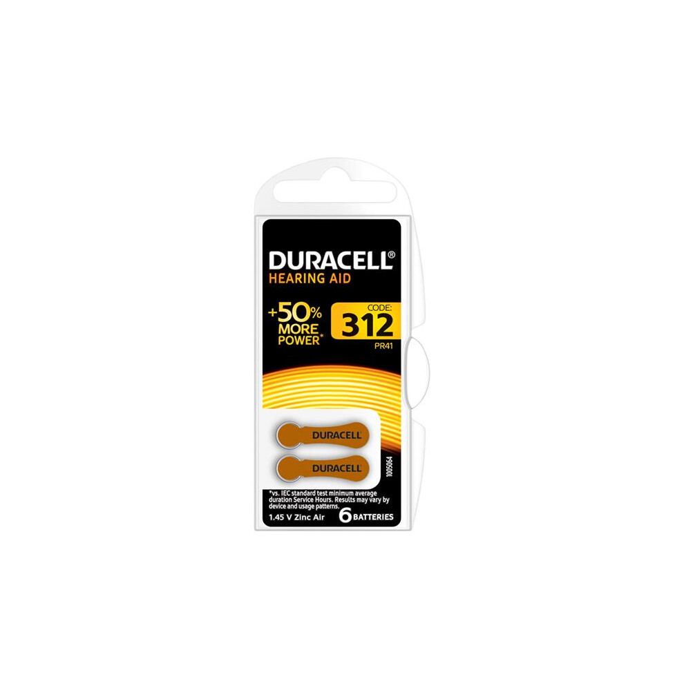 Duracell Specialty Hearing Aid Batteries Size 312 (6 Pack)