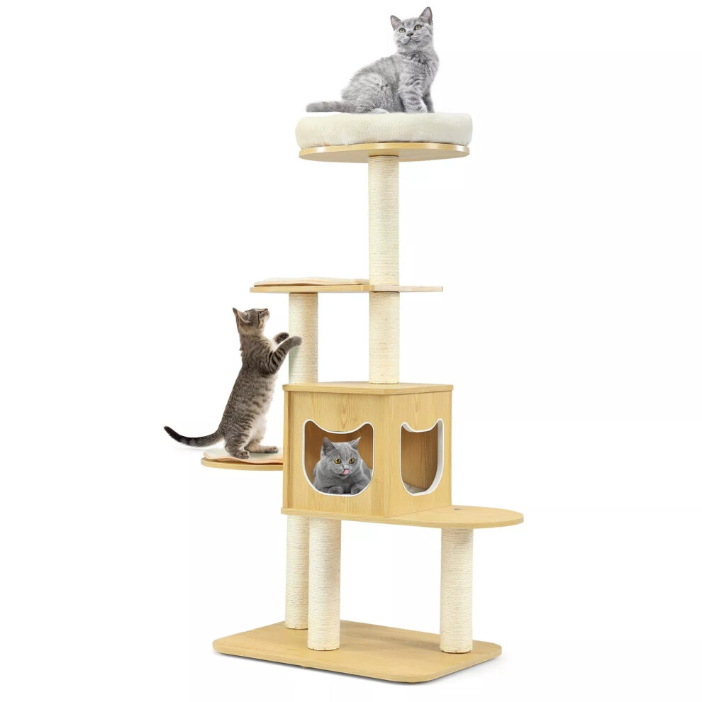 4 Levels Cat Tree Tower Climbing Activity Center w/ Scratching Posts