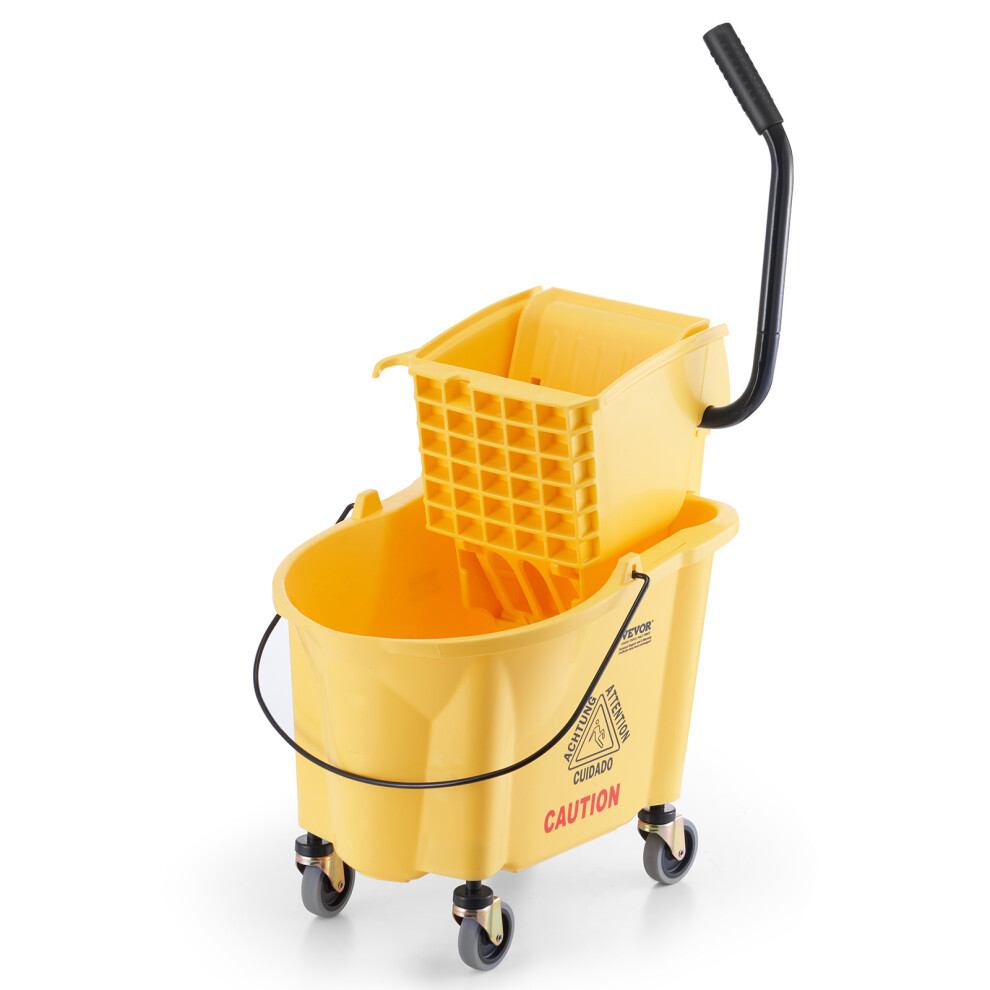 (26 quart) VEVOR Commercial Mop Bucket with Wringer  Rolling Floor Cleaning Trolley