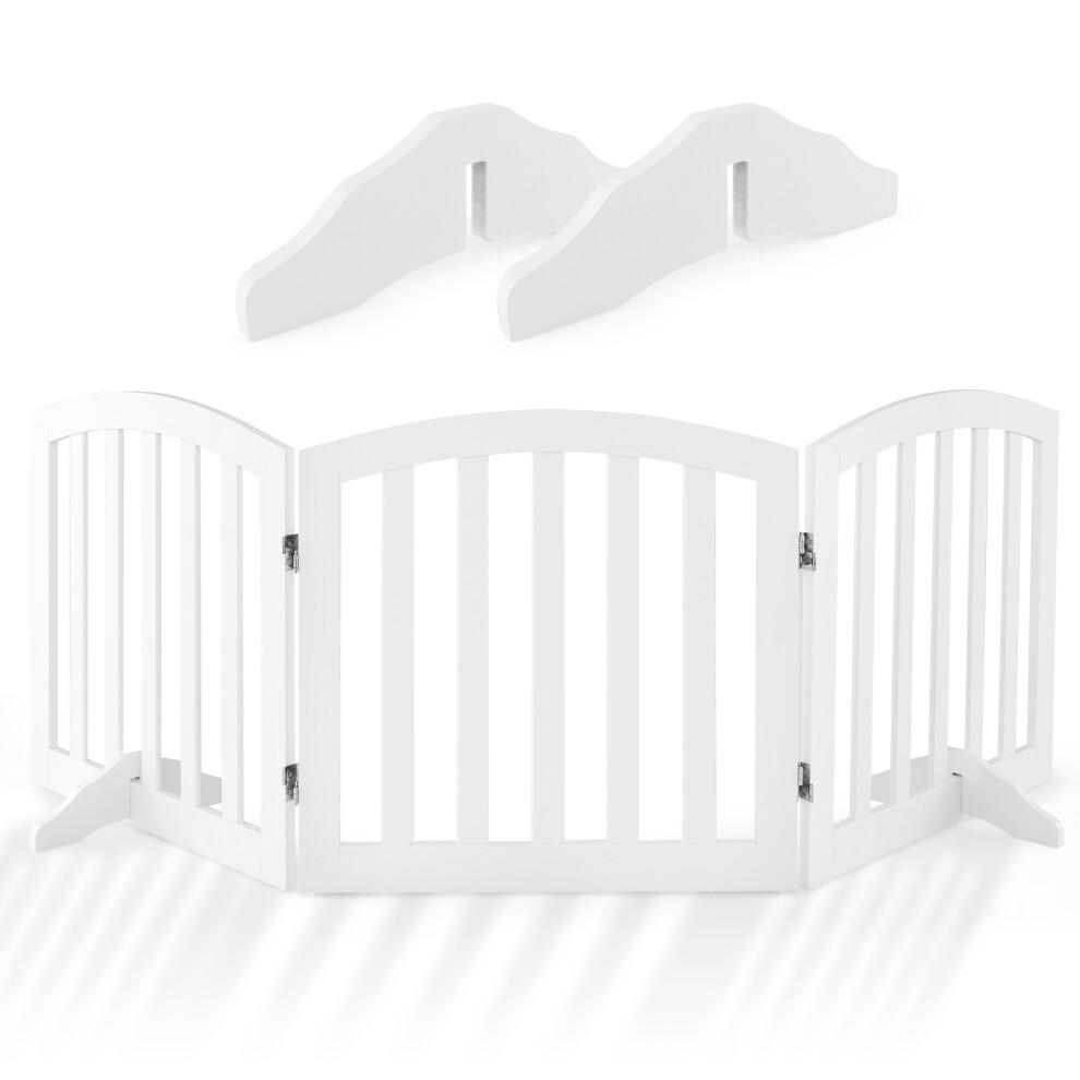 3-Panel Wooden Dog Gate Freestanding Pet Fence Baby Folding