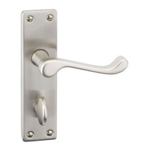(Satin Nickel Bathroom) Door Handles Set Victorian Scroll Metal Lever Latch Internal External Use