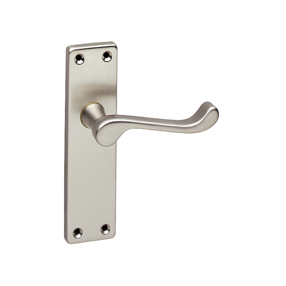 (Satin Nickel 150mm) Door Handles Set Victorian Scroll Metal Lever Latch Internal External Use