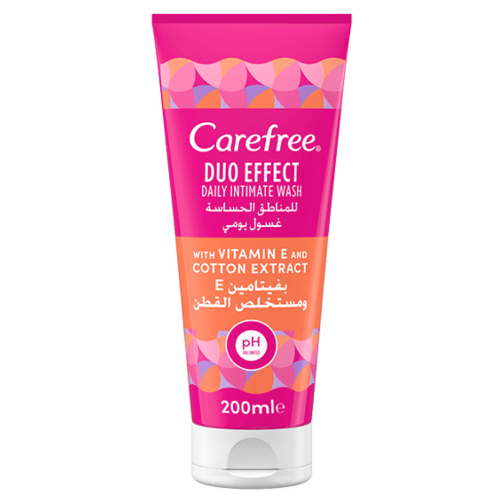 Carefree Daily Intimate Wash Duo Effect With Vitamin E & Cotton Extract, Gentle And Effective Cleansing, Antioxidant Protection, 200ml