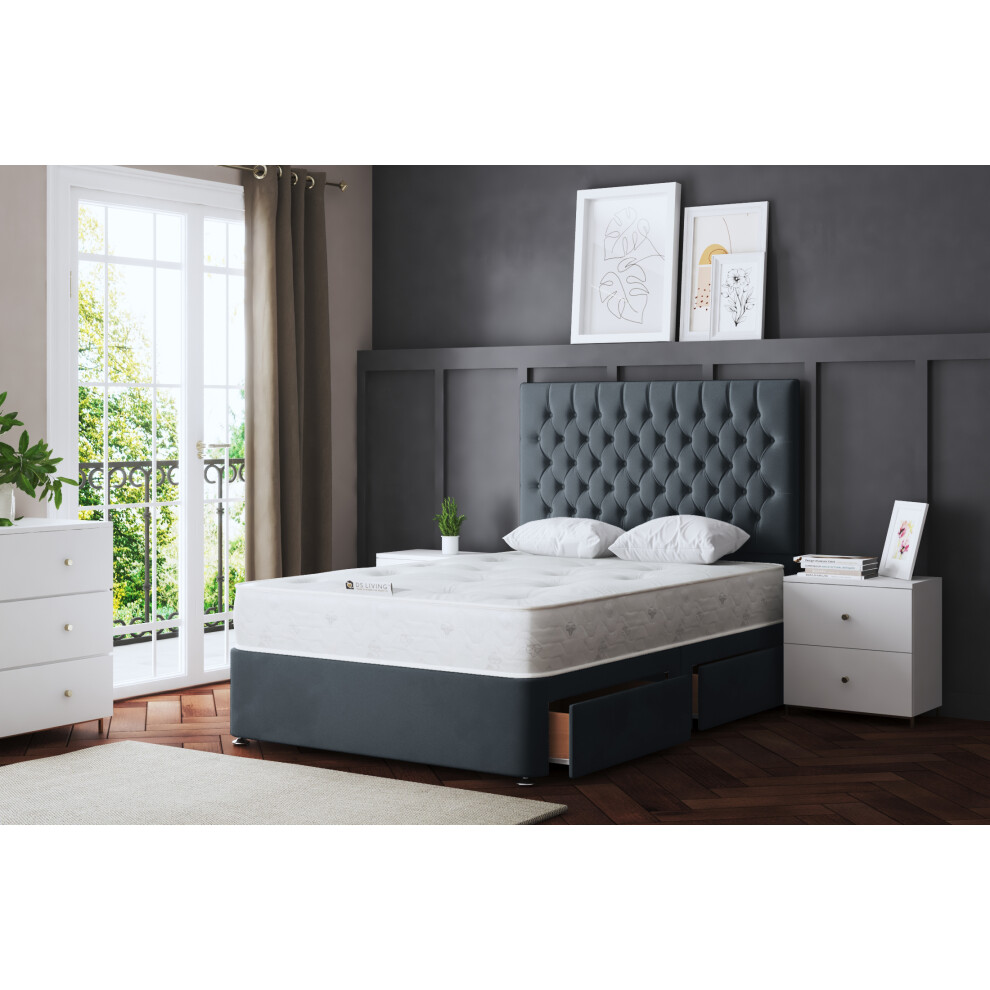 (Single, Steel) Seraphine Divan Uphosltered Bed with Two Drawers