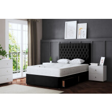 (Single, Black) Seraphine Divan Uphosltered Bed with Two Drawers