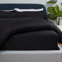 (Black, Double) Luxury Duvet Cover with Fitted sheet & Pillow Case