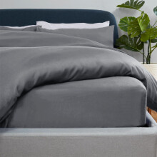 (Charcoal, Double) Luxury Duvet Cover with Fitted sheet & Pillow Case