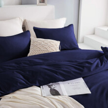 (Navy, Double) Luxury Duvet Cover with Fitted sheet & Pillow Case