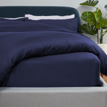 (Navy, Super King) Luxury Duvet Cover with Fitted sheet & Pillow Case