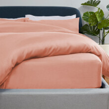 (Peach, Single) Luxury Duvet Cover with Fitted sheet & Pillow Case
