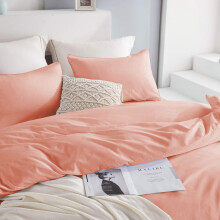 (Peach, Double) Luxury Duvet Cover with Fitted sheet & Pillow Case