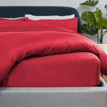 (Burgundy, Super King) Luxury Duvet Cover with Fitted sheet & Pillow Case