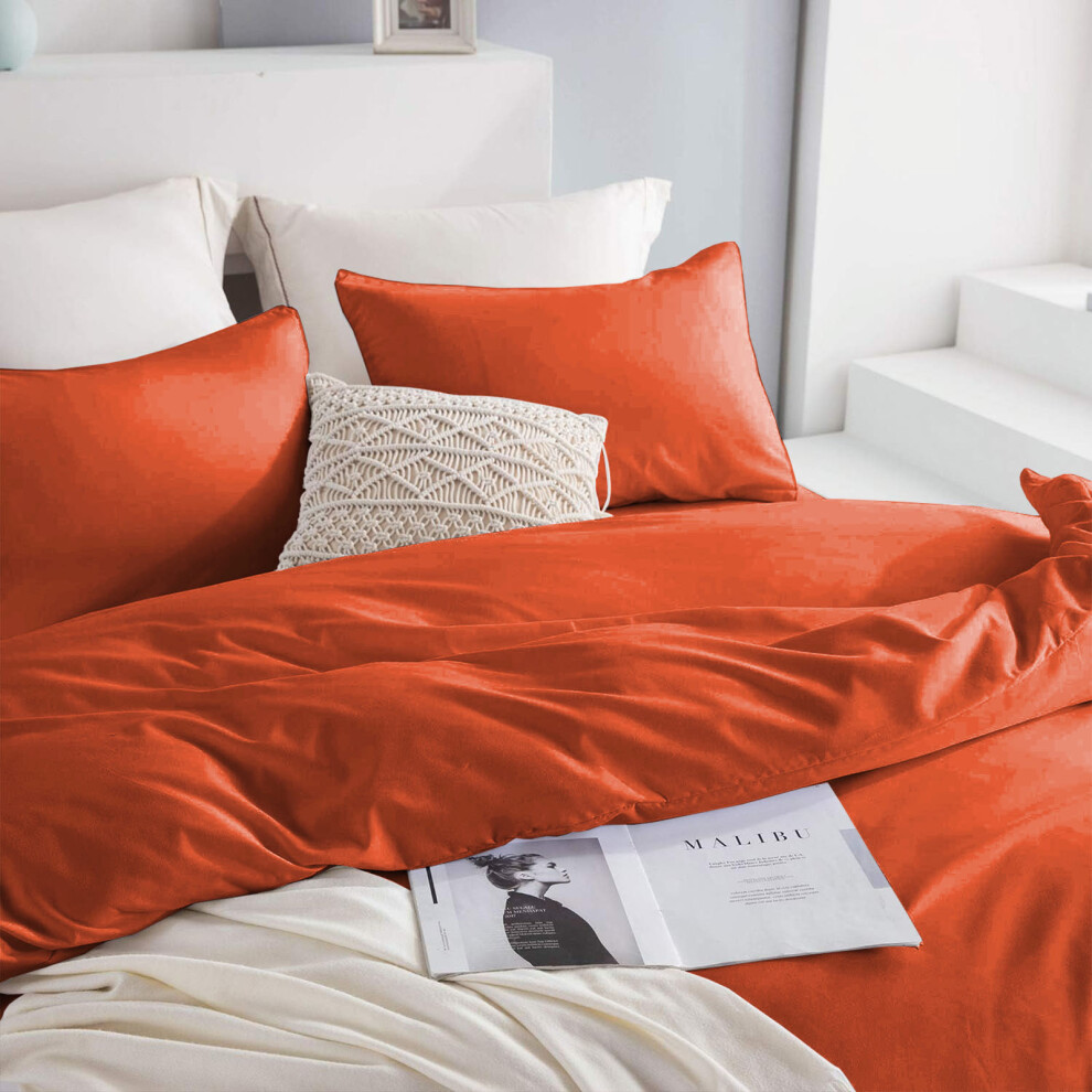 Supreme Bedding Ltd (Rust, Double) Luxury Duvet Cover With Fitted Sheet & Pillow Case