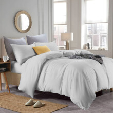 (Silver, Double) Luxury Duvet Cover with Fitted sheet & Pillow Case
