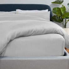 (Silver, Super King) Luxury Duvet Cover with Fitted sheet & Pillow Case