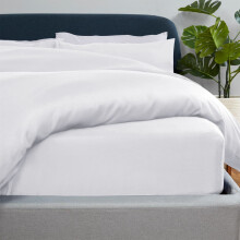 (White, Single) Luxury Duvet Cover with Fitted sheet & Pillow Case