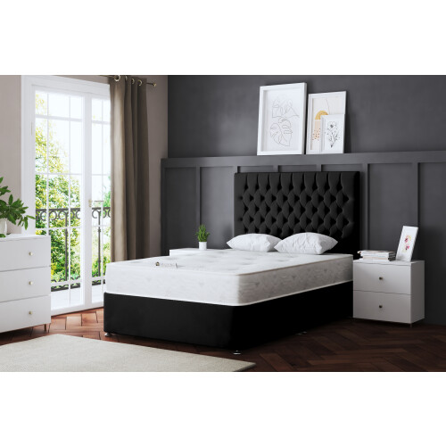 DS Living (Small Single, Black) Seraphine Divan Upholstered Bed with Four Drawers 2